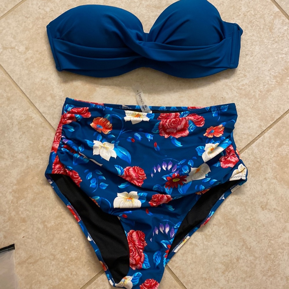 BNWT Cupshe Bikini high waist vintage retro floral size Large